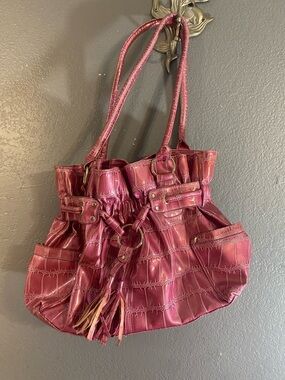 Stylish Women's Burgundy Shoulder Tote Bag with Tassel Detail